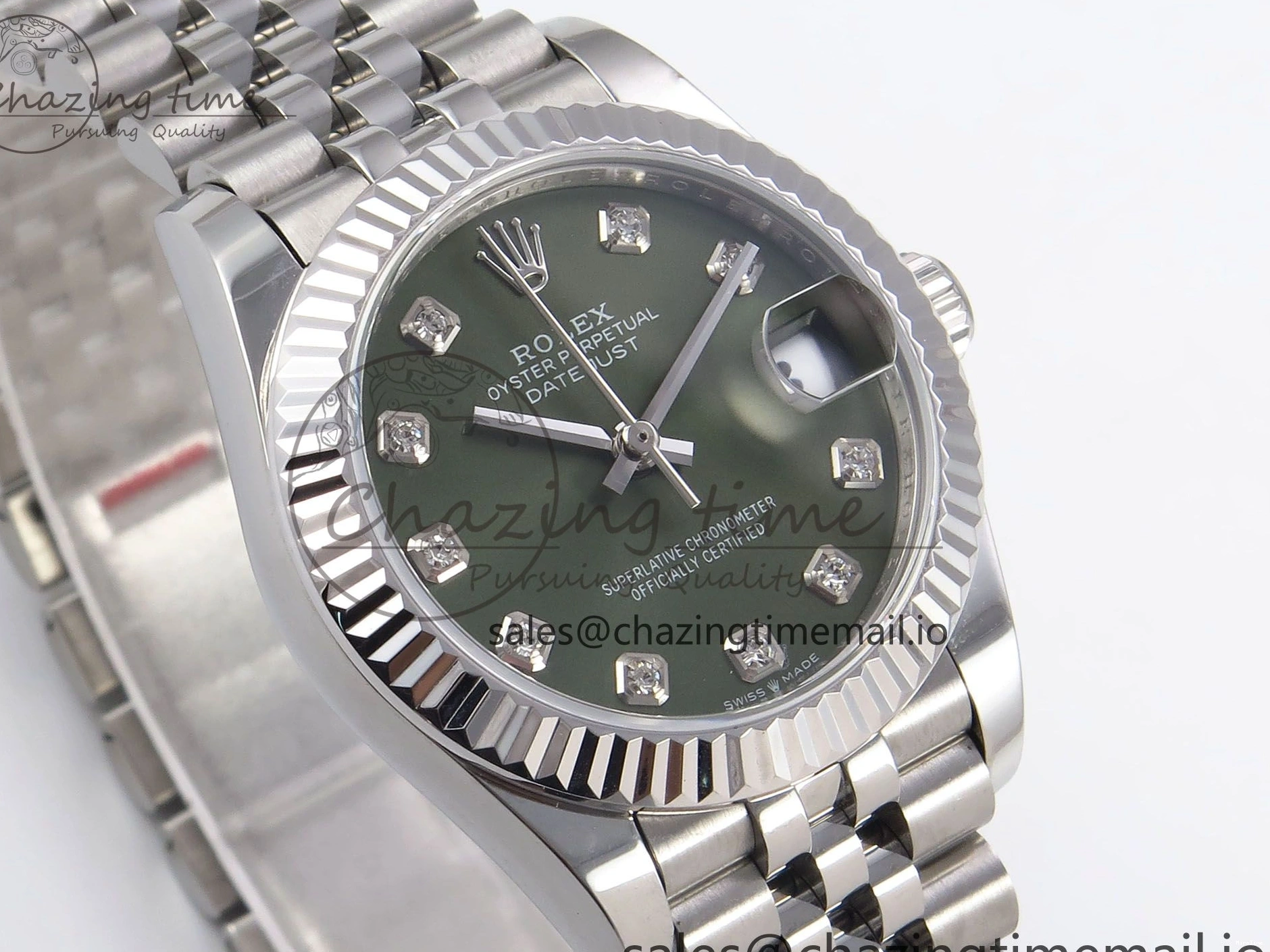 MiroTime 0428 Durable DateJust 31 278274 SS GMF 1:1 Best Edition 904L Steel Green Diamonds Dial on Jubilee Bracelet A 1163